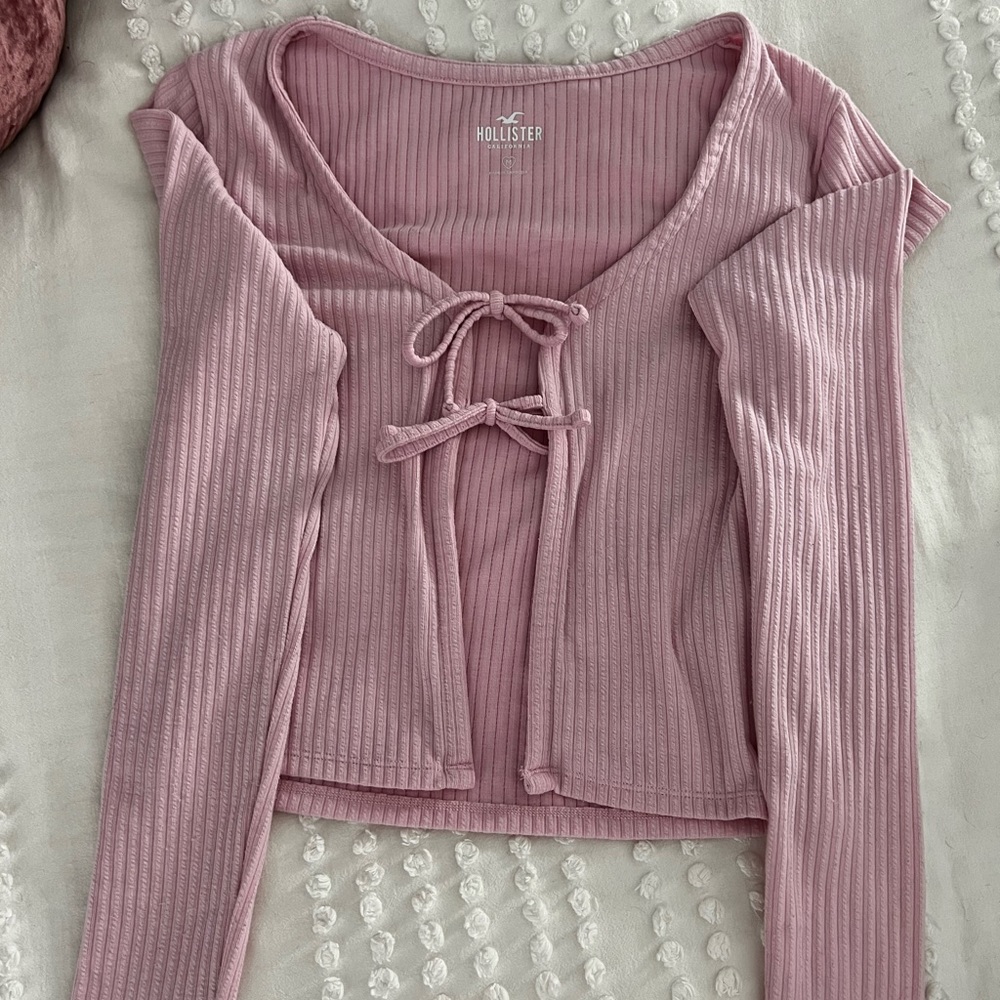 Bubblegum pink tie front cardigan